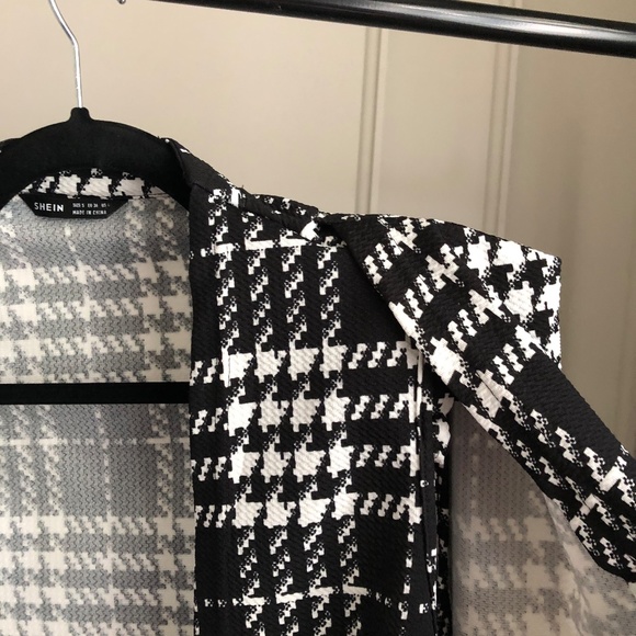 SHEIN Plaid Cape Blazer - Black & White - Size Small - Picture 7 of 8